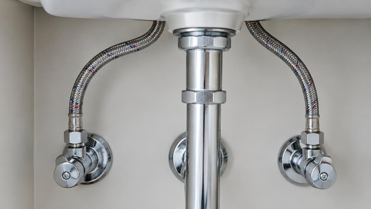 Close-up of a flexible tap tail nut showing the rubber washer